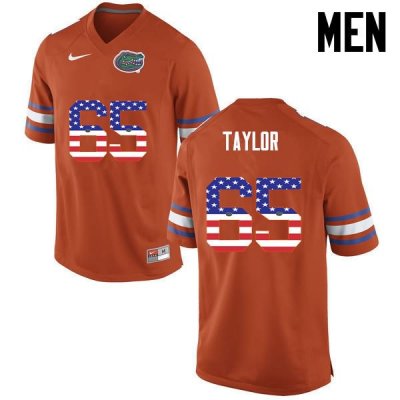 Men's Florida Gators #65 Jawaan Taylor NCAA Nike Orange USA Flag Fashion Authentic Stitched College Football Jersey MKK1362NK